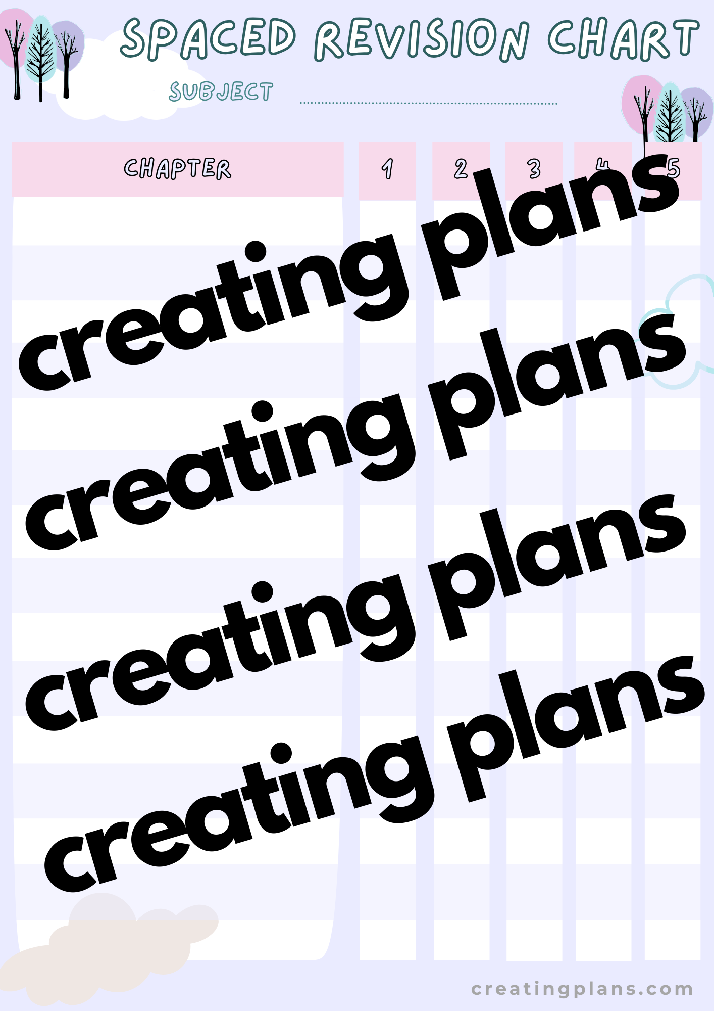 Spaced Revision Study Planner with GUIDE on how to use